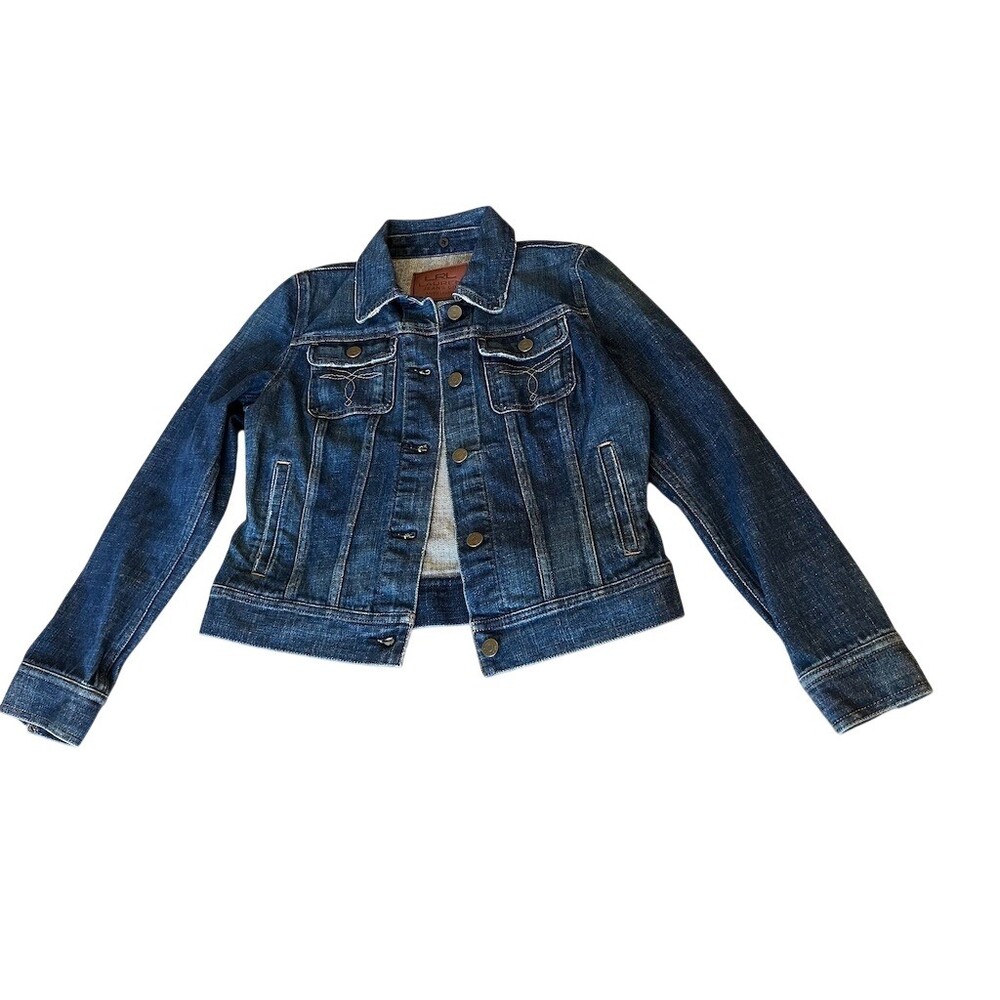 LRL Lauren Jeans Co Ralph Lauren Denim Jacket Womens Petite XS Medium Wash Blue